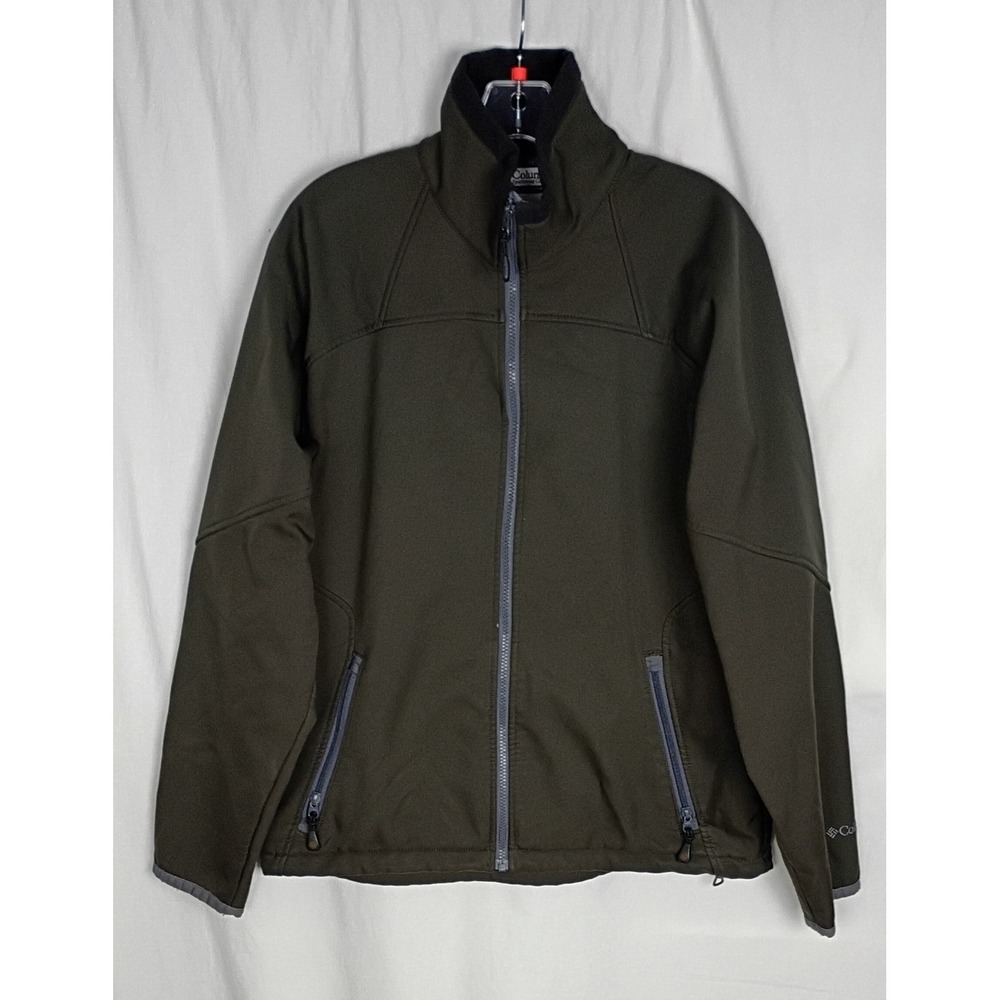 Columbia Men's Gate Racer Softshell Jacket Olive Green Fleece Lined Coat Sz M